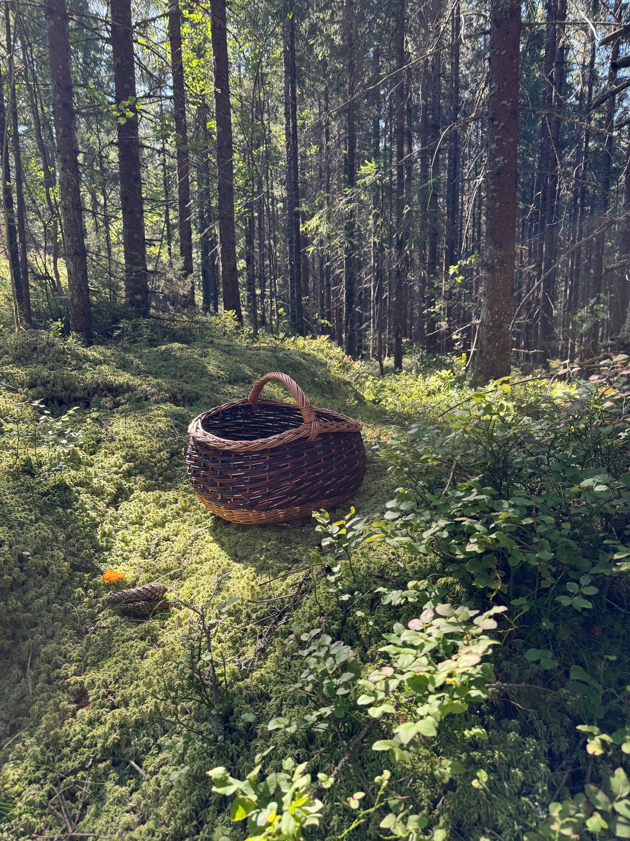 Flettet kurv med detaljer og høy hank